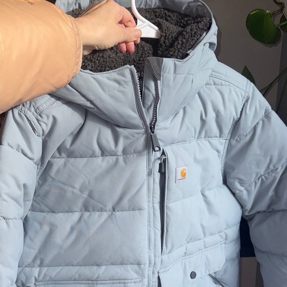 Carhartt Women's Montana Relaxed Fit Insulated Jacket Light Blue/Gray Puffer - Picture 8 of 11